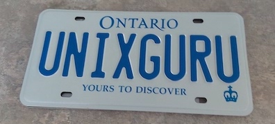 UNIXGURU license plate