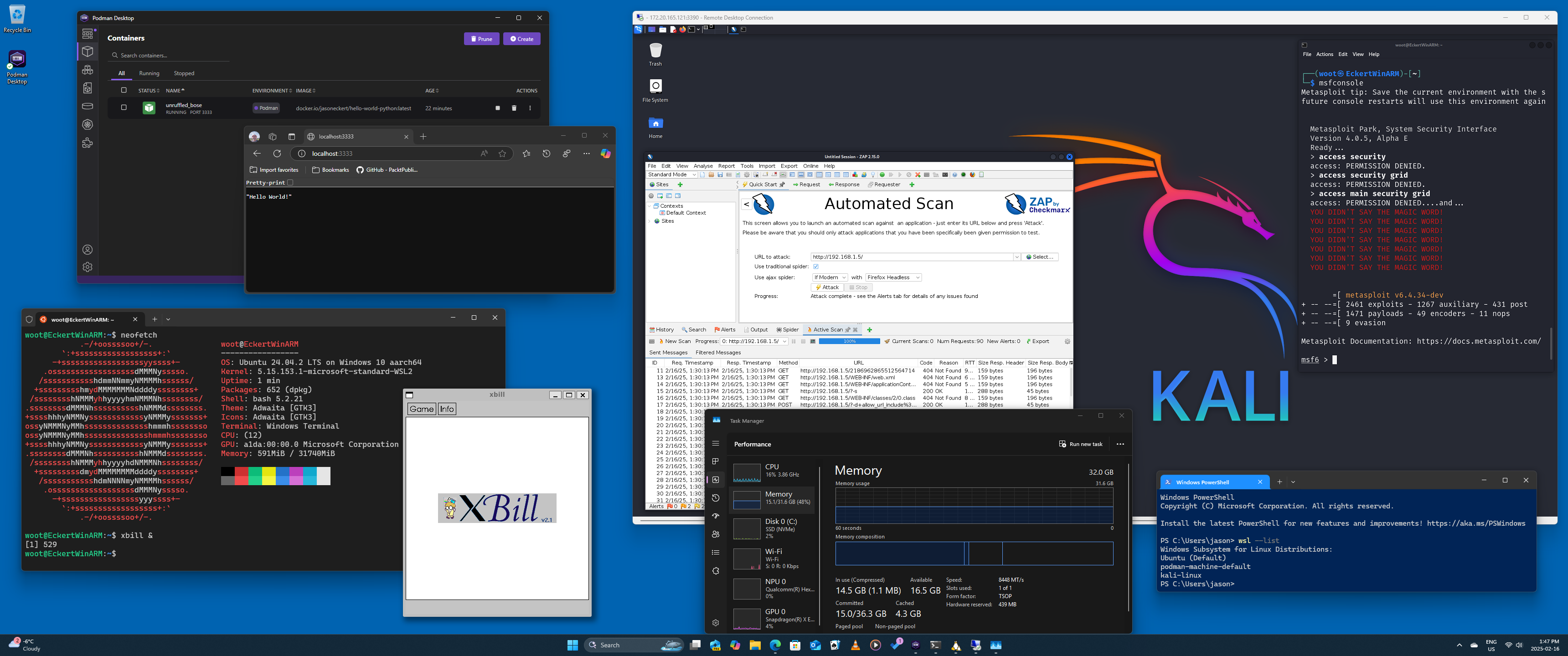 Win11 Desktop running 3 WSL2 instances